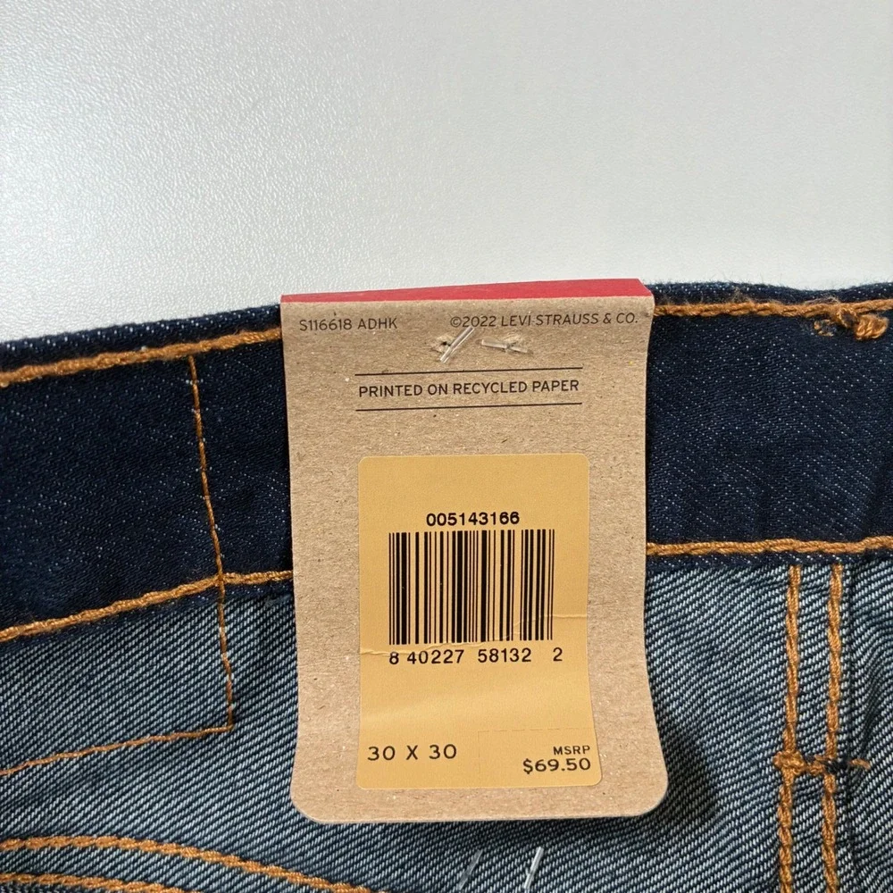 NEW Levi's 514 Straight Jeans 30x30 Indigo Blue Dark Wash USA Cowboy